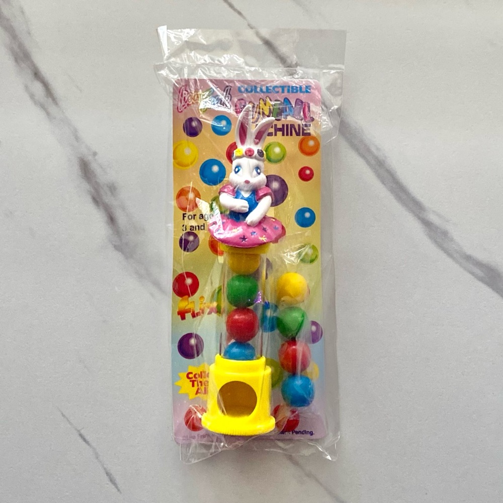 VTG Lisa Frank Ballerina Bunny mini yellow gumball dispenser - SIP